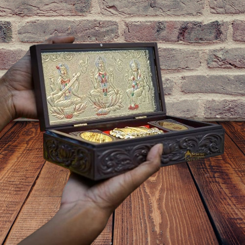 Shri Lakshmi Ganesh, Saraswati Pocket Temple With Dry Fruit Box