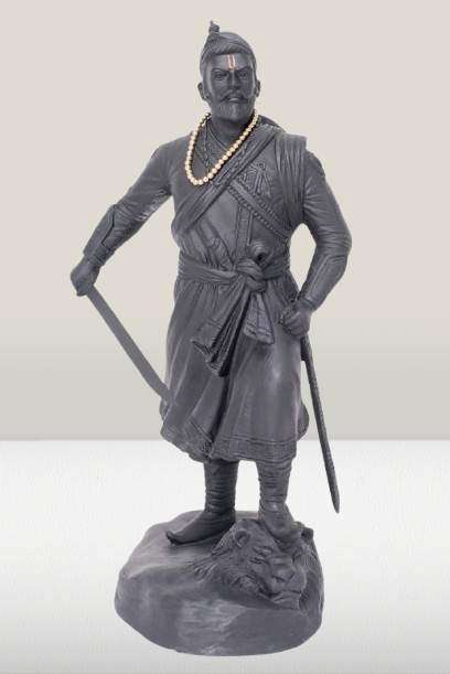 Chhatrapati Shivaji Maharaj Idol – 11 & 19 Inch | Majestic Fiber Statue in Antique Black Finish | Symbol of Valor and Leadership