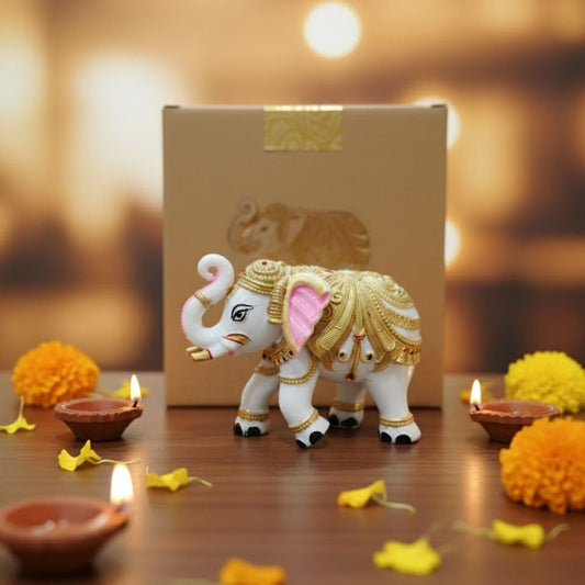 Colourful Elephant Idol For Pooja, Vastu & Gift, Home Temple Décor ( Pack of 2 ) Design 3