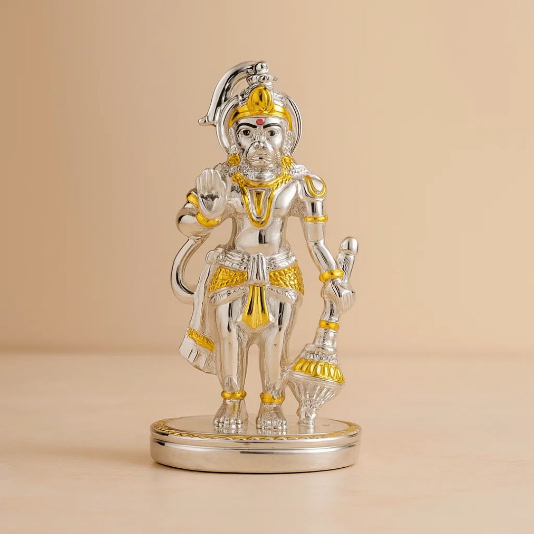 Gold & Silver Plated Resin Hanuman Idol For Pooja, Car Dashboard and Gifting