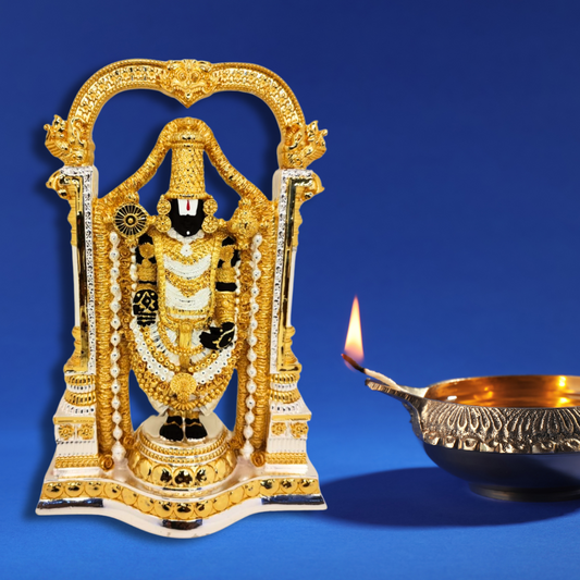 Venkateshwara Idol - Pure Gold and Silver-Plated Statue | Tirupati Balaji Murti