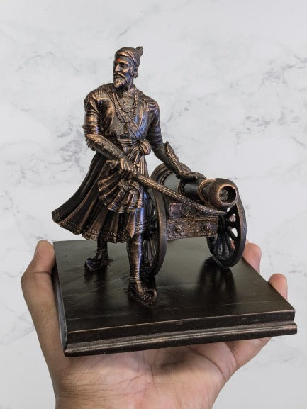 Chatrapati Shivaji Maharaj Idol with Toph | 6 & 9-Inch Maratha Warrior Statue | Symbol of Valor and Strategy