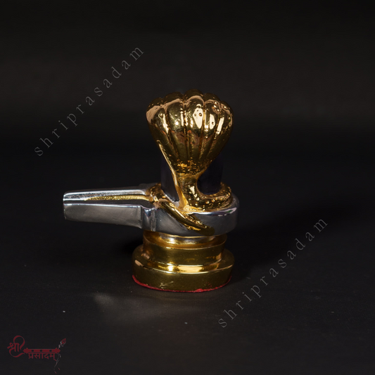 Gold Plated Shivling with Jalahari Yoni | Lord Shiva Lingam Idol | Ideal for Car Dashboard