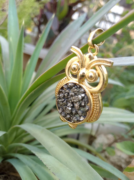 Pyrite Owl Pendent