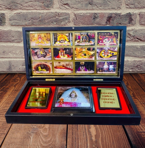 Gold Plated Lord Shiva MAHADEV 9 JYOTIRLINGA Pocket Temple