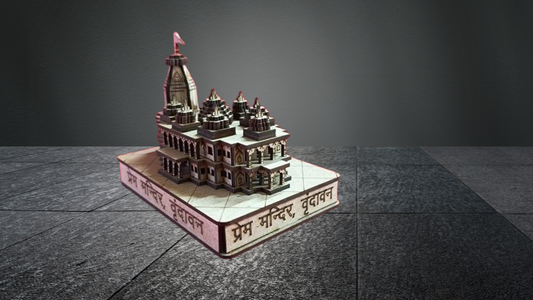 Prem Mandir Vrindavan Small 3D Model | Handmade wooden Prem Mandir replica