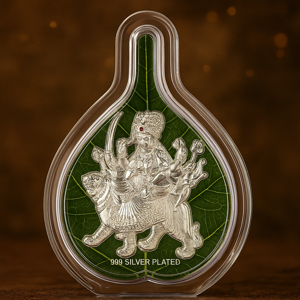 Silver Plated God Idols on Leaf Base