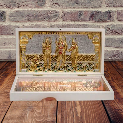 Shri Ram, Sita, Lakshman With Ram Darbar Pocket Temple