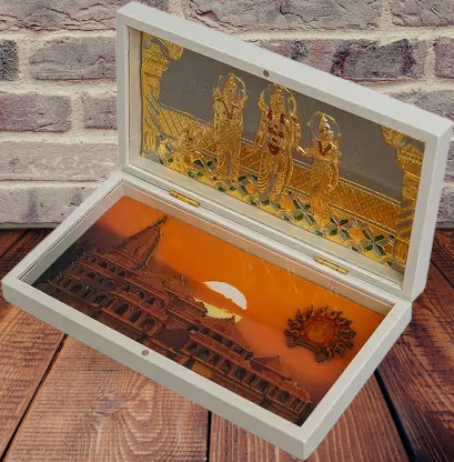 Shri Ram, Sita, Lakshman With Ram Darbar Pocket Temple