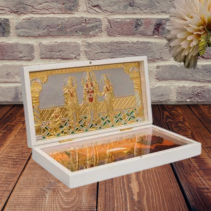 Shri Ram, Sita, Lakshman With Ram Darbar Pocket Temple