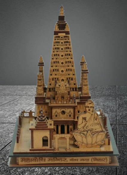 3D Mahabodhi Mandir, Bodh Gaya, Bihar – A Divine Wooden Replica |  Buddha temple model for home décor