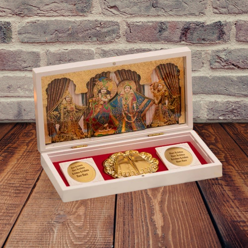 Gold Plated Shri Radha Krishna Pocket Temple