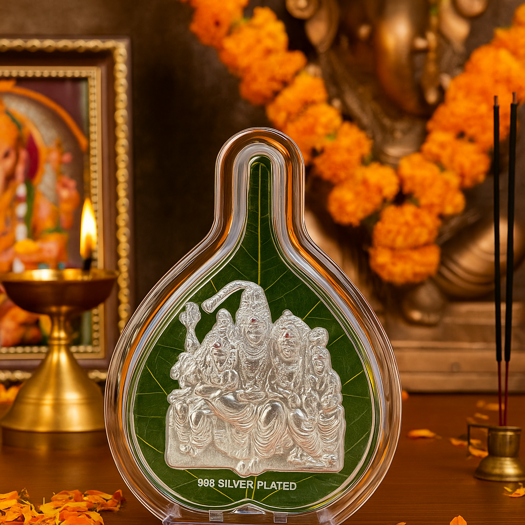 Shiva Parivar silver Idol | 5 inch silver god idols for puja