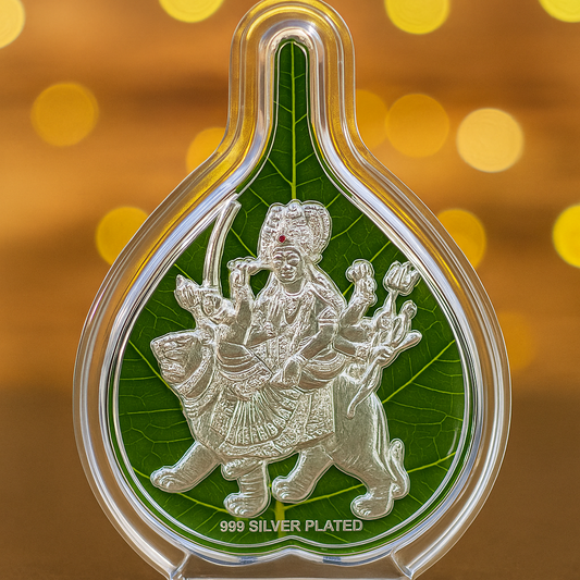 Maa Durga silver plated idol | Goddess Durga murti for car dashboard | Durga idol with lion for pooja room
