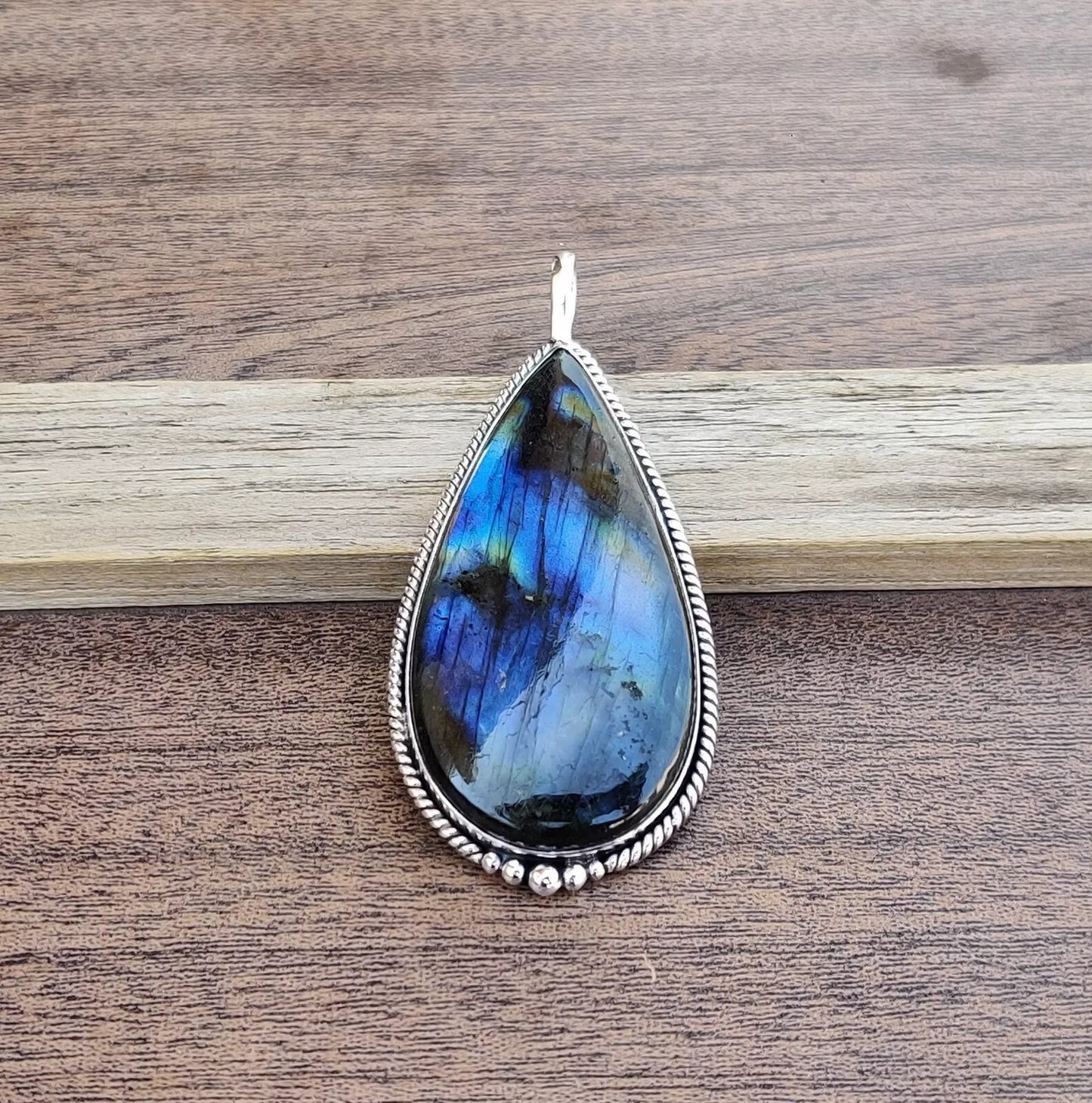 Blue Fire Labradorite Gemstone Pendant 925 Sterling Silver