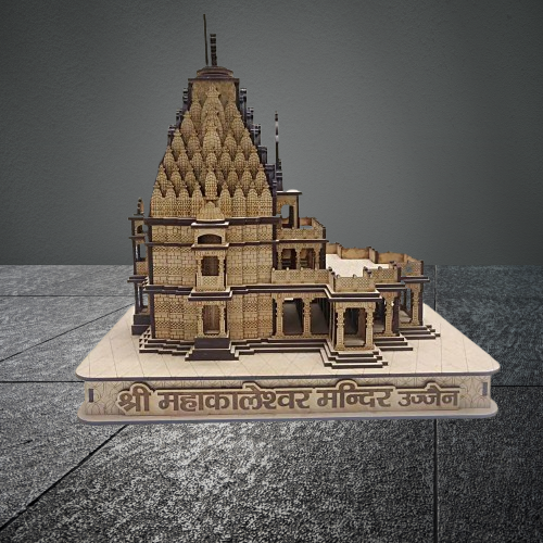Shri Mahakal Mandir, Ujjain Small 3D Wooden Model | 3D miniature Mahakal temple replica