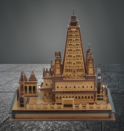 3D Mahabodhi Mandir, Bodh Gaya, Bihar – A Divine Wooden Replica | Buddha temple model for home décor