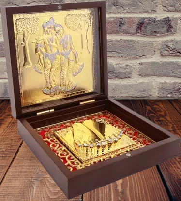 Gold Plated Radha Krishna Pocket Temple