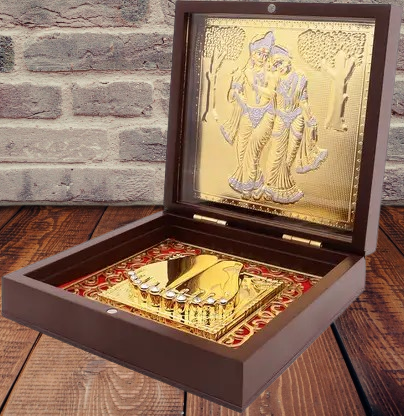 Gold Plated Radha Krishna Pocket Temple