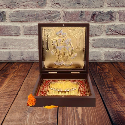 Gold Plated Radha Krishna Pocket Temple