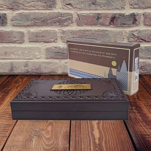 Shri Ram Lalla With Ram Mandir Pocket Temple | Gold-Plated Ram Mandir Mini Pooja Box | Portable Temple for Devotion & Blessings