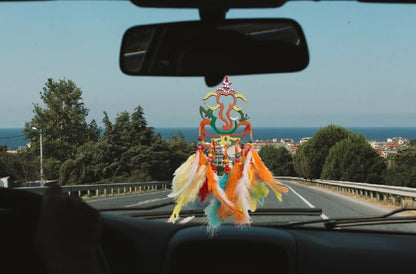 Wooden Handpaited Ganpati For Car Hanging