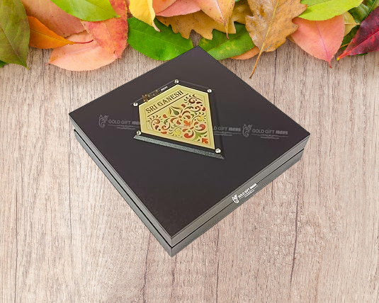 24K Gold Plated Square Dagdu Seth Ganesh Pocket Temple