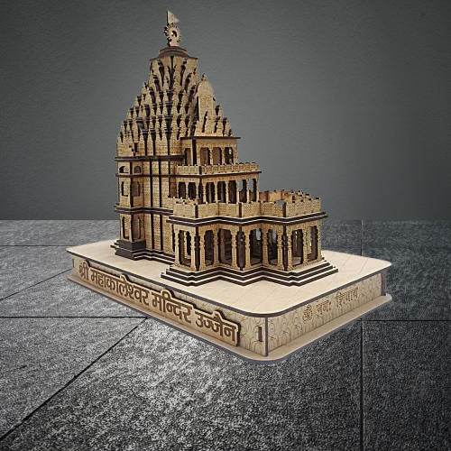 Shri Mahakal Mandir, Ujjain Small 3D Wooden Model | 3D miniature Mahakal temple replica