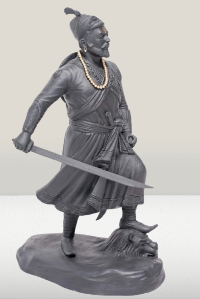 Chhatrapati Shivaji Maharaj Idol – 11 & 19 Inch | Majestic Fiber Statue in Antique Black Finish | Symbol of Valor and Leadership