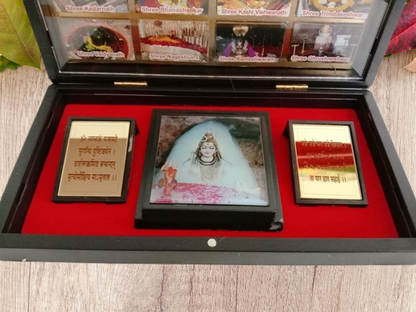 Gold Plated Lord Shiva  MAHADEV 9 JYOTIRLINGA Pocket Temple