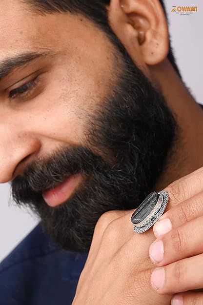 Black Tourmaline Ring For Emotional Stability