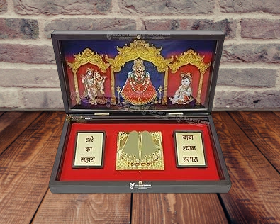 24K Gold Plated Khatu Shyam Baba Pocket Temple