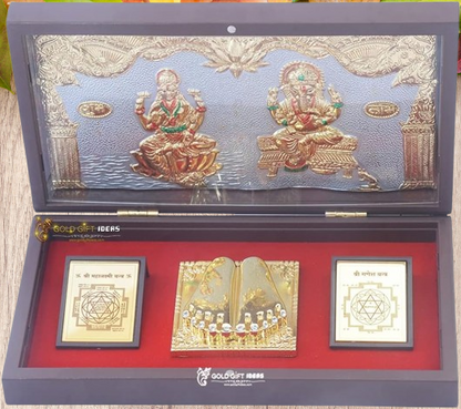 Gold Plated Shri Mahalakshmi Ganesha Pocket Temple
