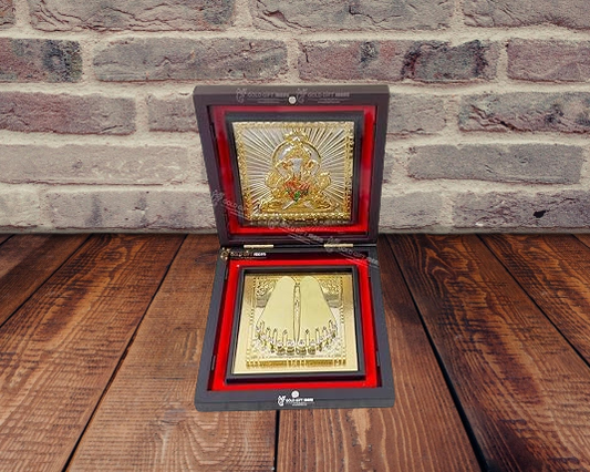 24K Gold Plated Square Dagdu Seth Ganesh Pocket Temple