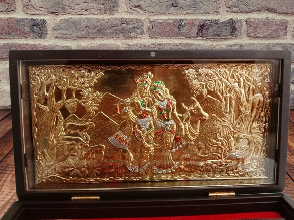 Gold Plated Lord RADHE Shyam Pocket Temple