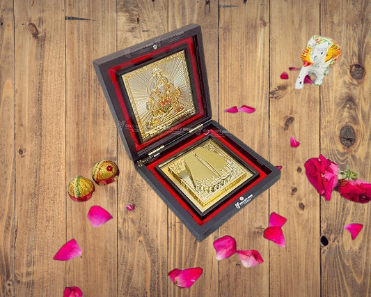 24K Gold Plated Square Dagdu Seth Ganesh Pocket Temple