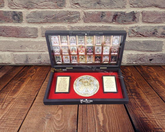 24K Gold Plated Jain 24 Tirthankar Darshan Pocket Temple