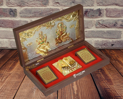Gold Plated Shri Mahalakshmi Ganesha Pocket Temple