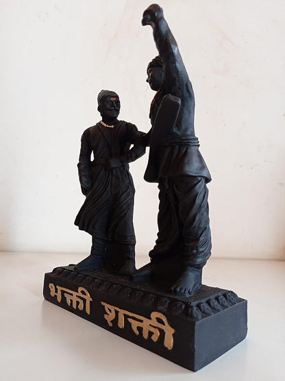 Dancing Shakti Shivaji Maharaj and Shant Tukaram Maharaj Idol 8.5 Inch | Maratha Warrior and Saint Figurine