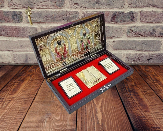 24K Gold Plated Vitthal Rukmini Pocket Temple