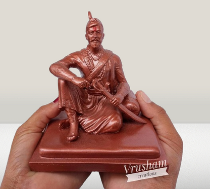 Chatrapati Sambhaji Maharaj Statue – 4.5 Inch | Exquisite Fiber Idol in Antique Black Finish