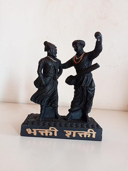 Dancing Shakti Shivaji Maharaj and Shant Tukaram Maharaj Idol 8.5 Inch | Maratha Warrior and Saint Figurine