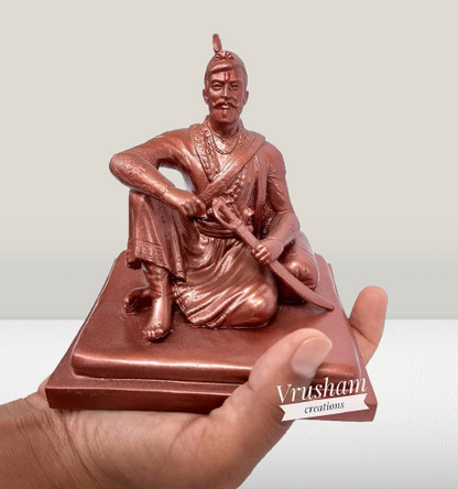 Chatrapati Sambhaji Maharaj Statue – 4.5 Inch | Exquisite Fiber Idol in Antique Black Finish
