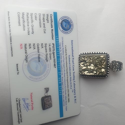 Natural Golden pyrite Crystal Unisex Certified pendant