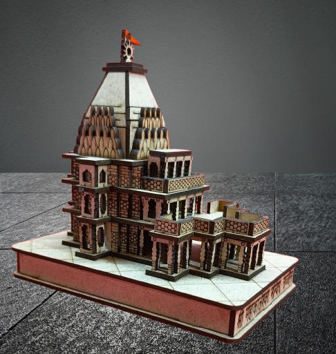 Shri Mahakal Mandir, Ujjain Small 3D Wooden Model | 3D miniature Mahakal temple replica