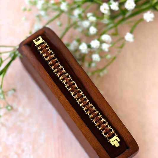 Gold Plated Modern Rudraksha Bracelet