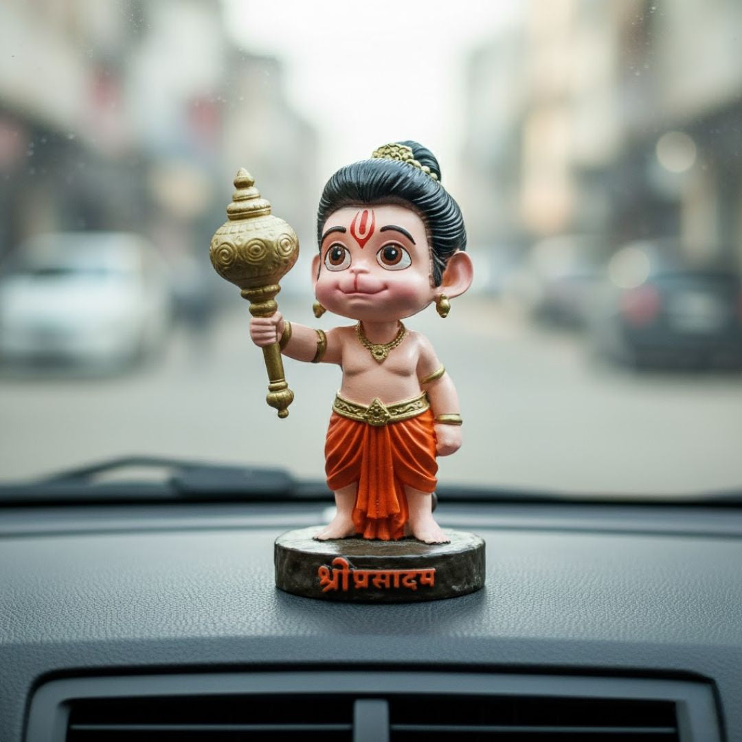 Bal Hanuman Murti With Gada For Car Dashboard
