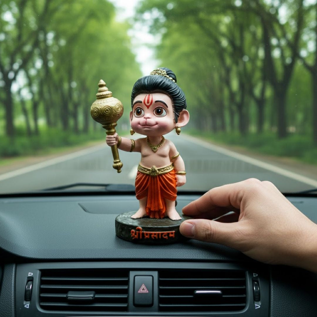 Bal Hanuman Murti With Gada For Car Dashboard