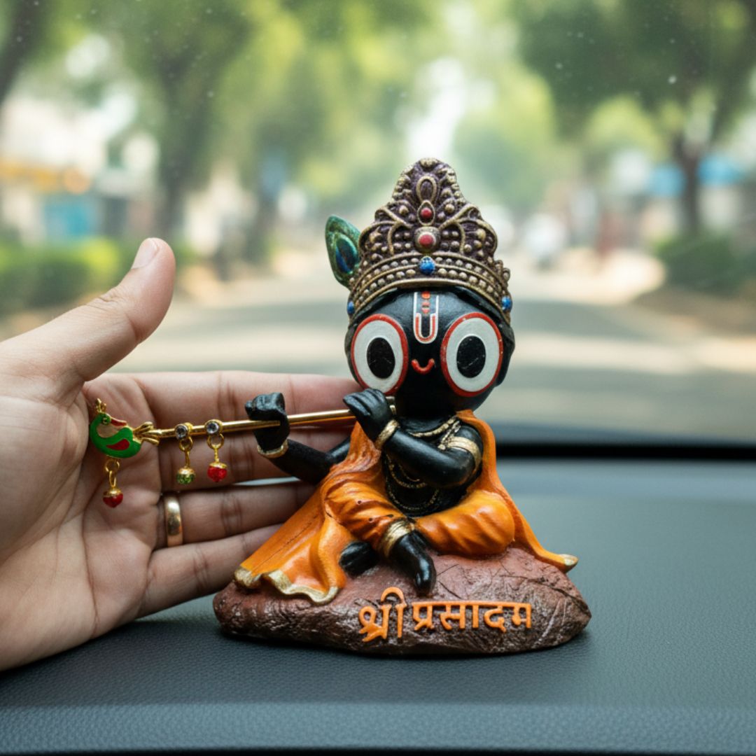Bal Jagannath Idol With Flute For Car Dashboard