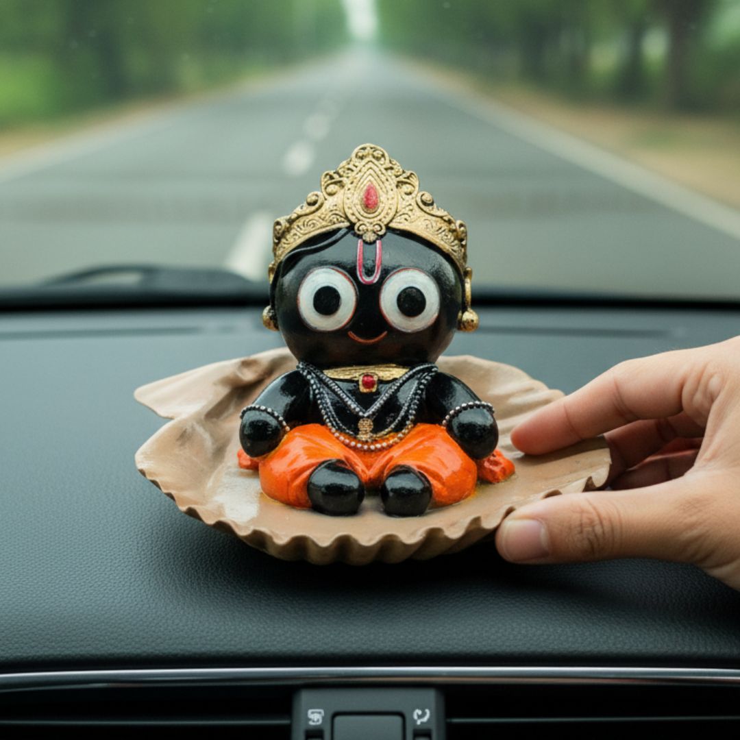 Bal Jagannath Murti on Shankh Base For Car Dashboard